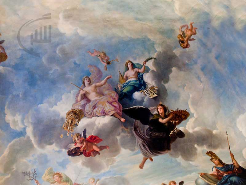 نقاشی فرشته روی سقف و دیوار